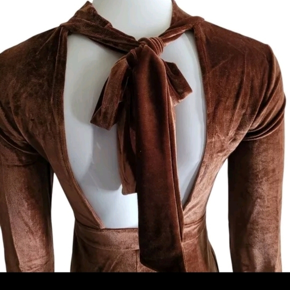 Velvet Mock-Neck Fit & Flare Dress  - Picture 7 of 8